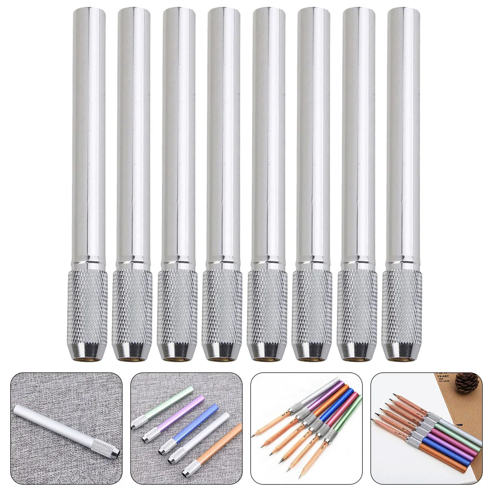 

8 Pcs Metal Pencil Extender Office Pencils Universal Tools Stainless Steel Home Supplies