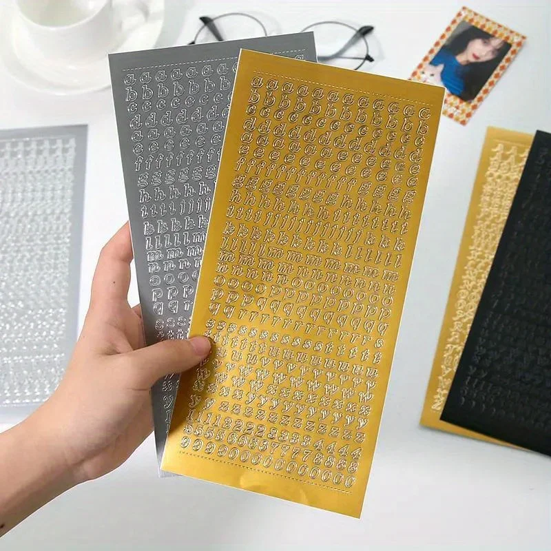 1 Sheet PVC Waterproof Durable Korean Golden Silver English Letter Stickers for Photos Albums Decoration view 2