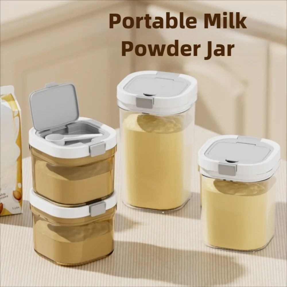 

UV-Resistant Milk Powder Jar Stackable Reusable Food Sealed Box Portable with Scraper Spoon Kitchen Storage Canisters Home