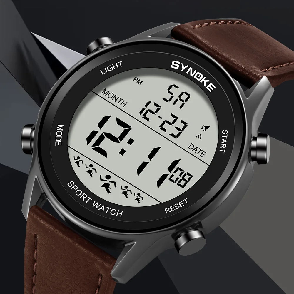 ساعة رياضية للرجال في الهواء الطلق من SYNOKE ، متعددة الوظائف ، مقاومة للماء ، شاشة كبيرة ، LED مضيئة ، حزام رقمي ، موضة #6