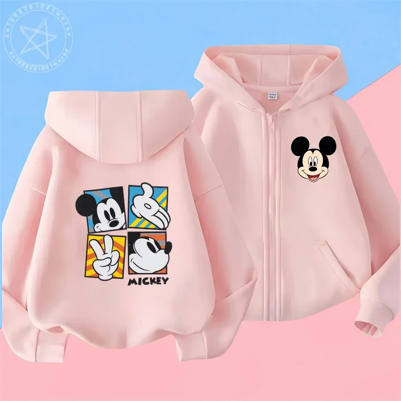 Disney Mickey Harajuku felpa con cappuccio per bambini per 3-14 anni autunno Street Fashion Boys felpa con cerniera sport all\'aria aperta Pullove