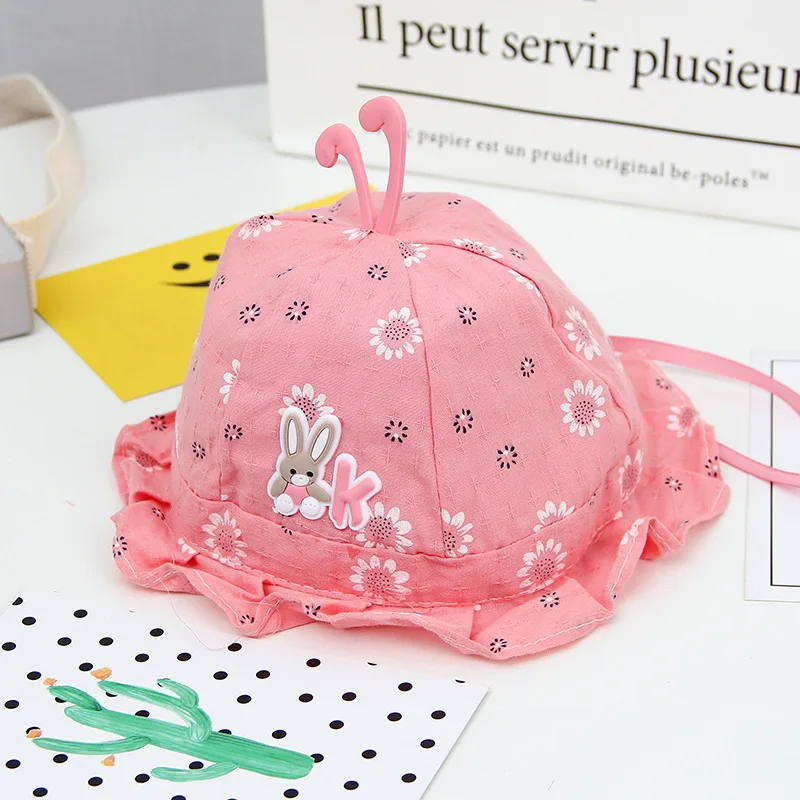 Printed Baby Fisherman Hat Drawstring Boys Girls Sun Visor Korean Spring Autumn Thin Baby Bucket Hats Caps for Kids 0-8 Months