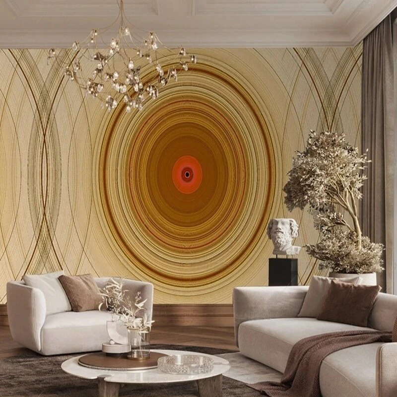 

Современная простая и легкая роскошная коричнево-желтая круглая узором декоративная картина ТВ роскошная домашняя спальня фон стены