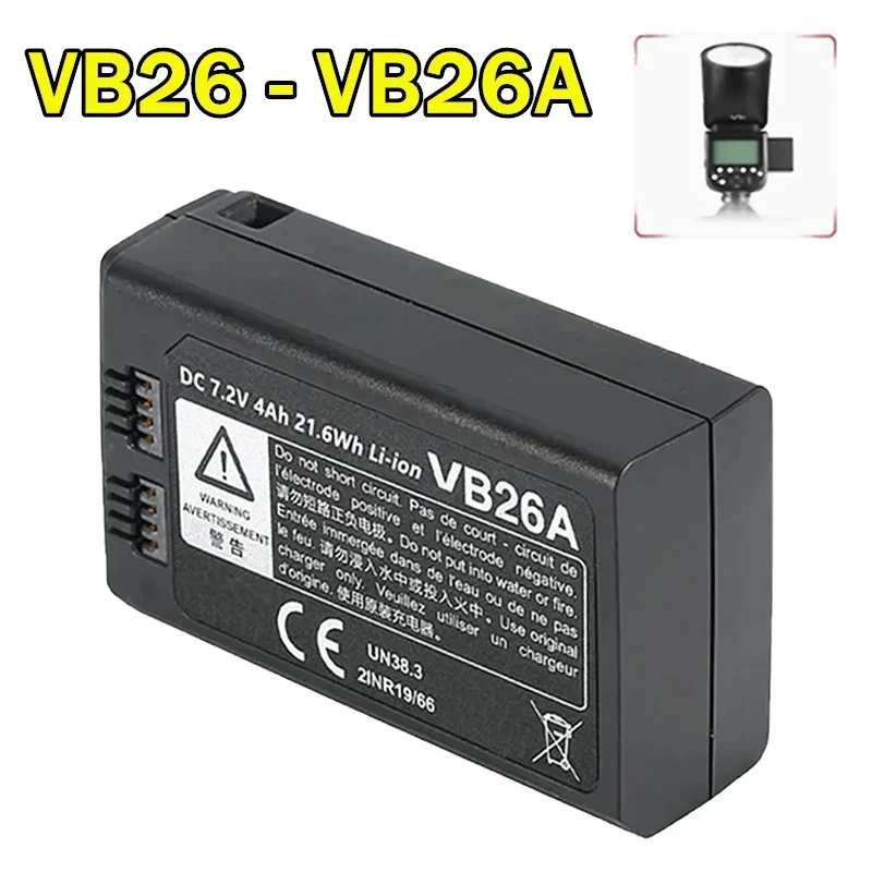 V1 Flash Battery VB-26 VB26 Li-Ion Battery Pack 7.2V 3000mAh for V1 Camera Flash Lamp 650 Full-power Flashes with Series