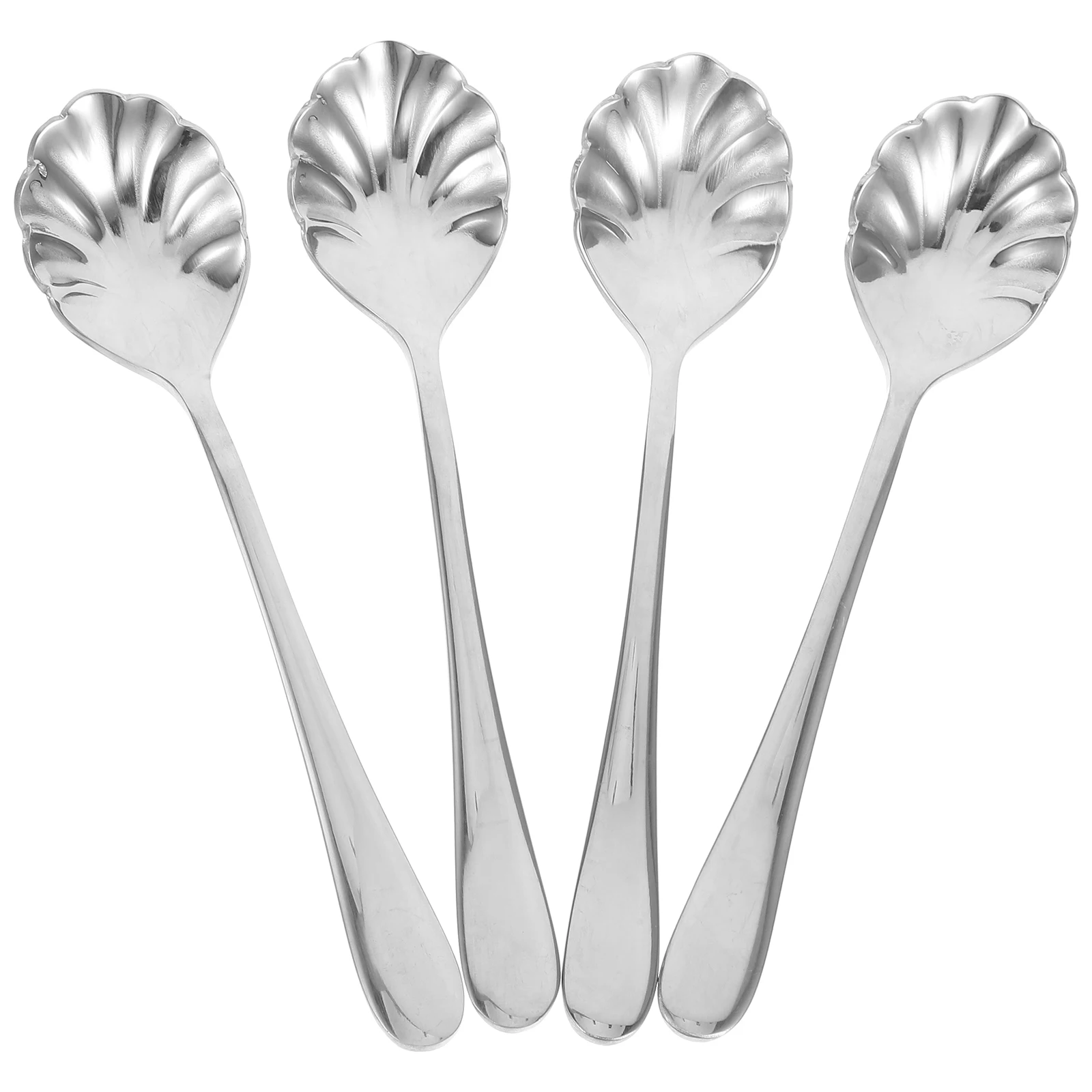

4 Pcs Stainless Steel Shell Spoon Espresso Dessert Ice Cream Coffee Tea Measuring Scoop Cutlery Kitchen Home Bar Utensil Gift