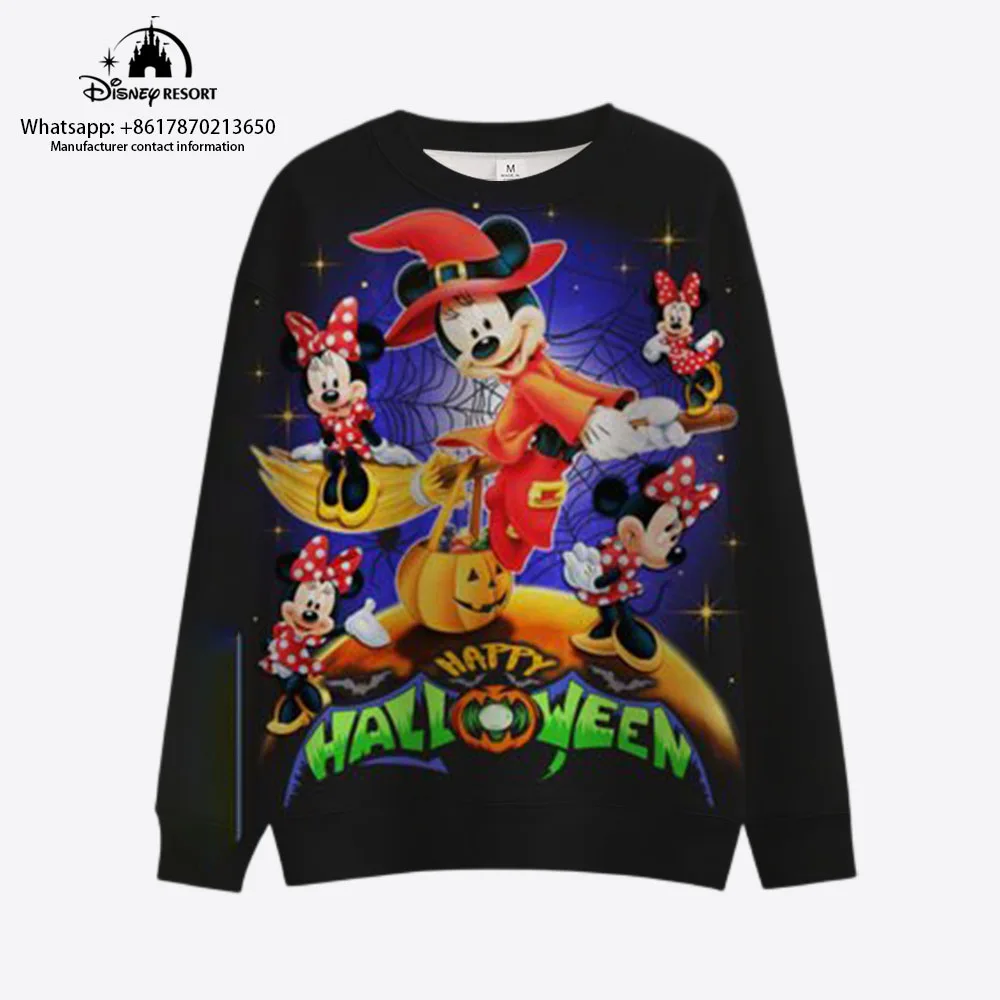 2023 New Street Clothing Halloween Mickey Minnie Autumn Round Neck Fashion Casual Women\'s Long Sleeve Tops Children\'s Pullover