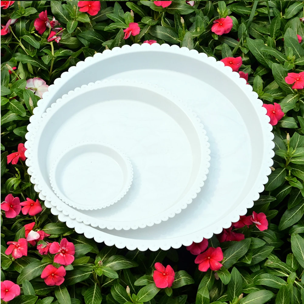

10pcs Plastic Flowerpot Round Sturdy Plant Pot Tray Household Flat Bottom Flowerpot Base Tray Durable Non-Slip Garden
