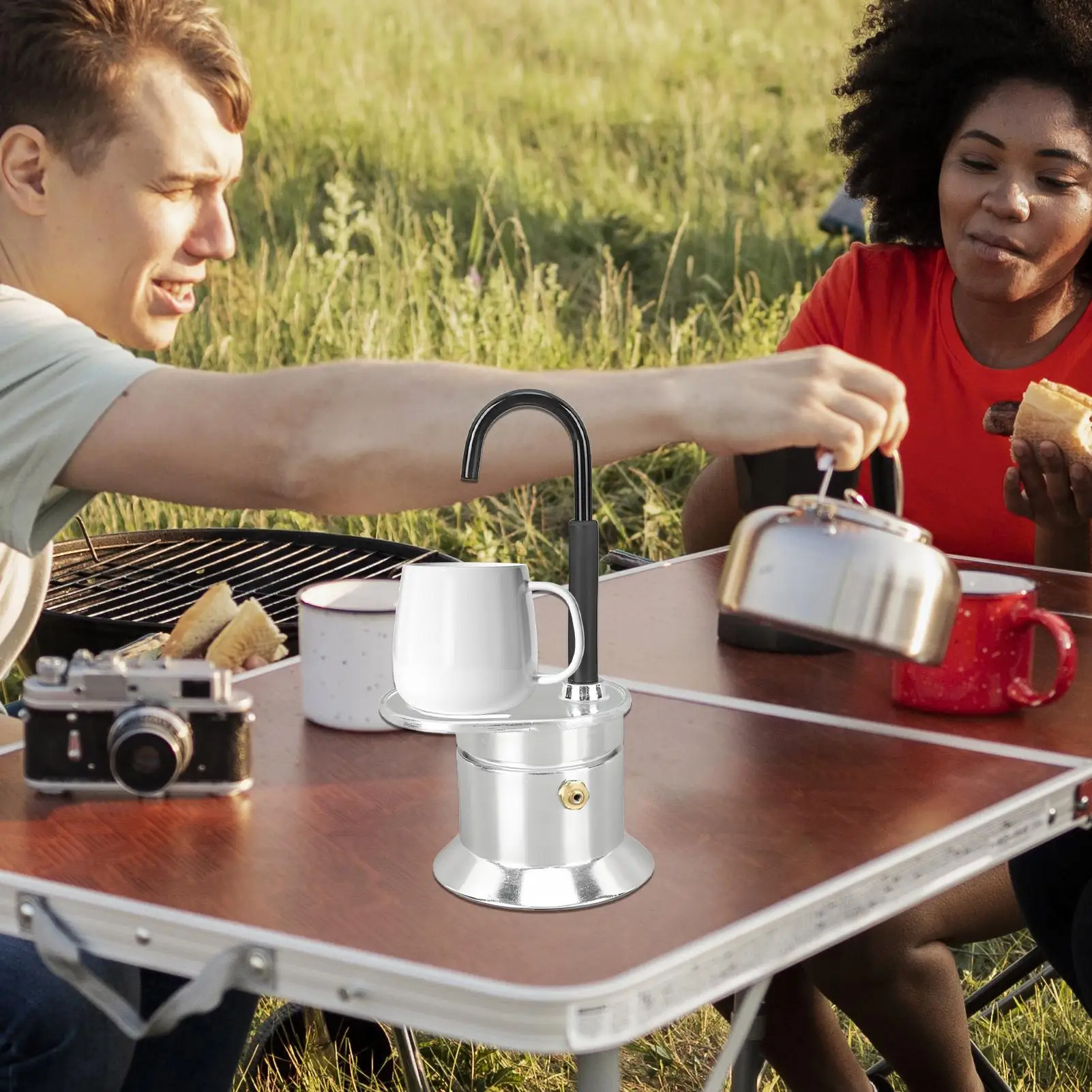 Drip Coffee Maker Compact Coffee Pot Food-Grade Aluminum Tube Pot For Kitchen Picnic Home Backyard Garden Beginner Outdoor