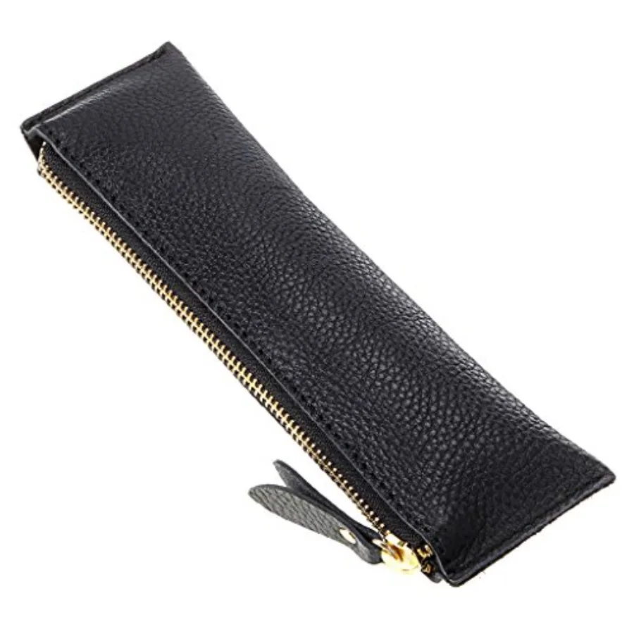 

Genuine Leather Pencil Case - Zippe Pen Case Stationery Bag Zipper Pouch Pencil Holder New