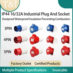 16A/32A 3pin 4pin 5pin connessione elettronica presa a muro per collegamento elettrico a parete industriale impermeabile