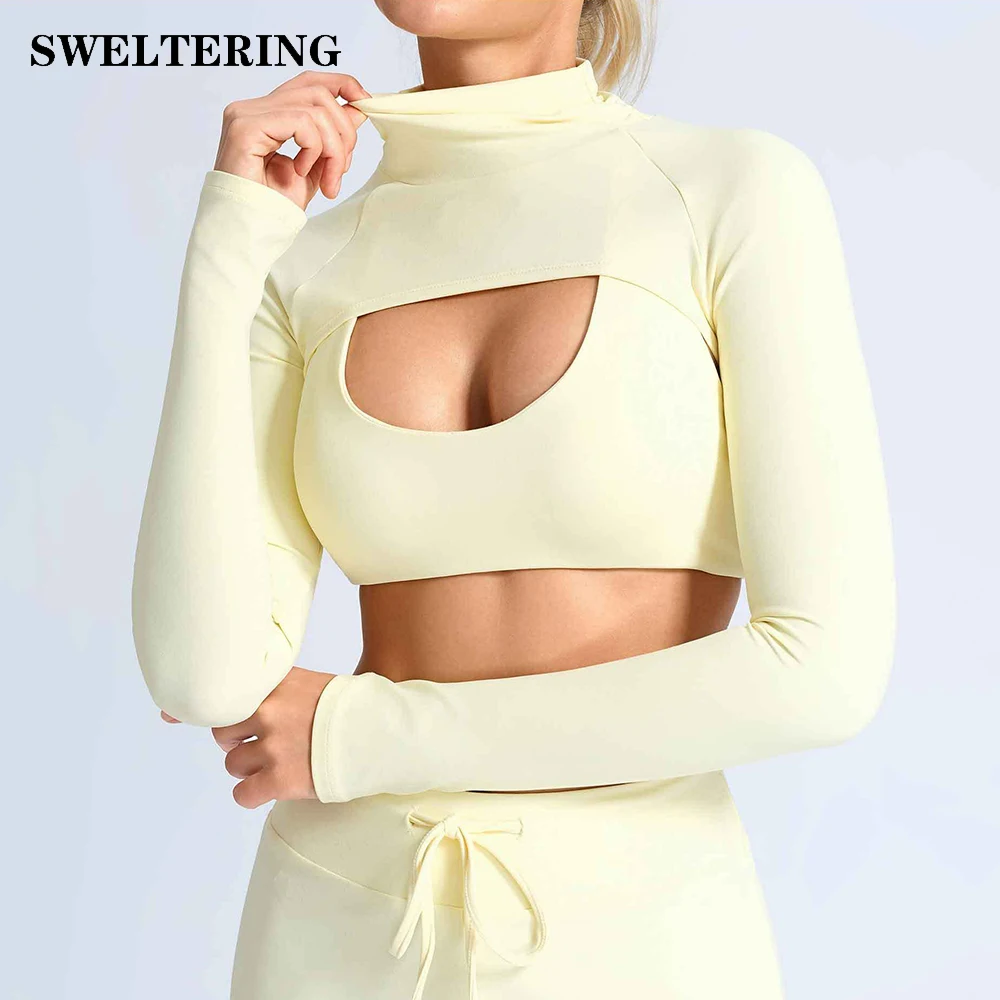 

Сексуальный женский дышащий топ с длинным рукавом для йоги и тренировок, спортивная футболка, женская одежда для фитнеса, укороченный топ для йоги, спортивная футболка с длинным рукавом