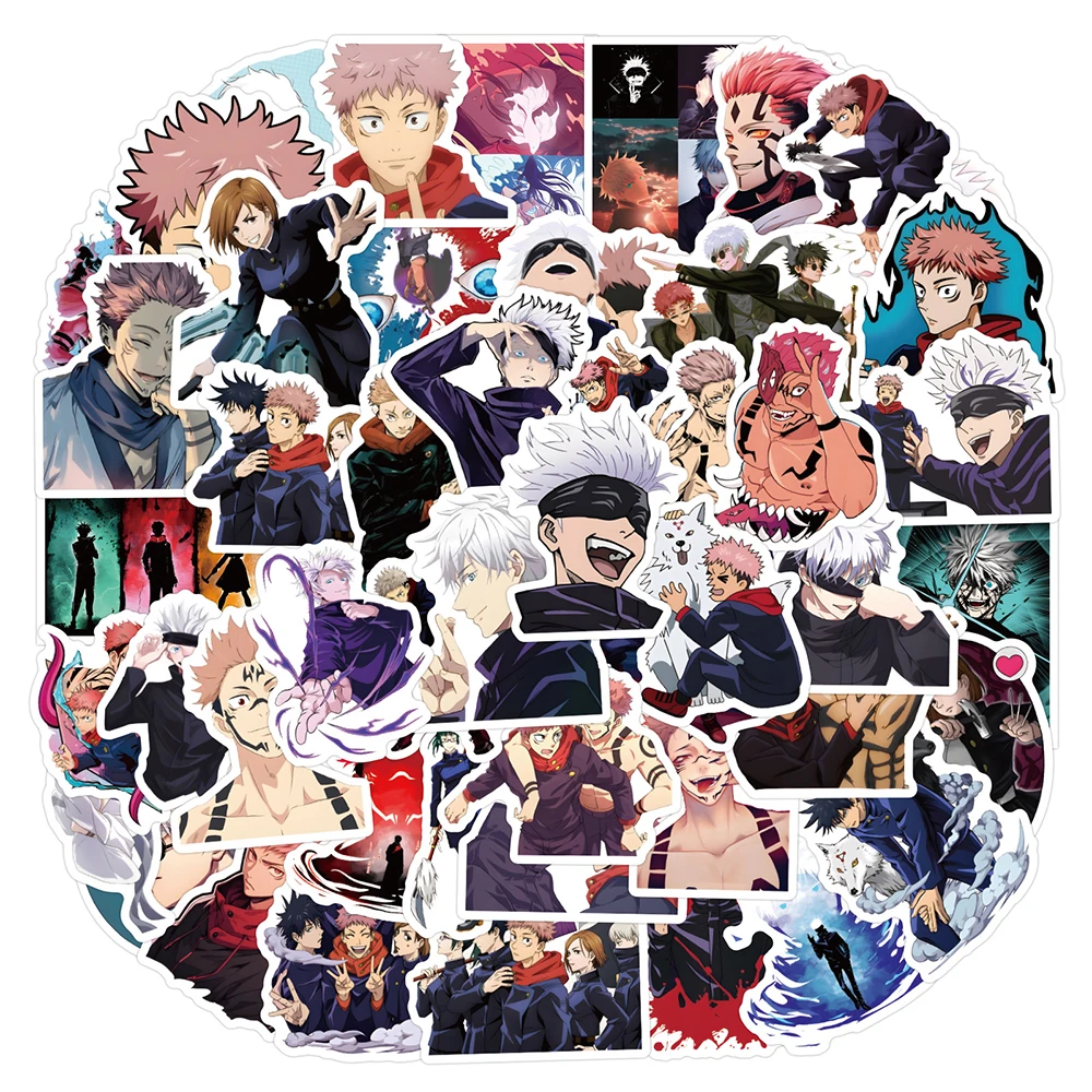 10/30/55Pcs Jujutsu Kaisen Anime Stickers Cool Itadori Yuji Graffiti Sticker Telefoonhoesje Skateboard Bagage Cartoon Decor