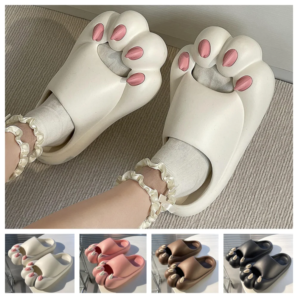 

Cozy Creative Cat Paw Slippers Soft Bottom Thick Sole Puppy Claw Slippers Non-Slip Cartoon EVA Animal Paw Sandal Bedroom