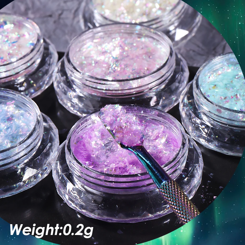 0.2g Iridescent Opal Nail Art Paillettes Irregular Symphony Fairyism Slice Spangles Pink Purple Glitter Flake DIY Manicure Flash