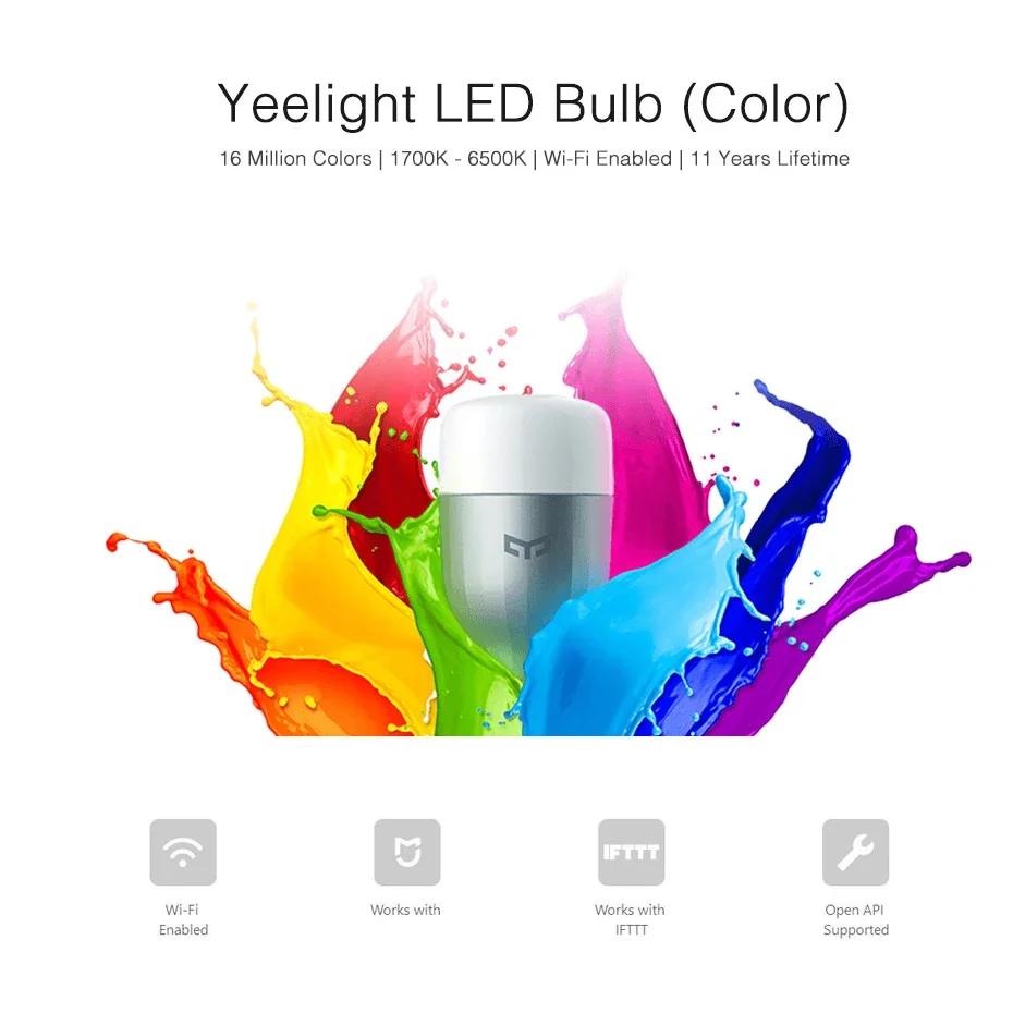 

Яркая лампочка Yeelight E27 YLDP02YL, умное приложение с дистанционным управлением через Wi-Fi