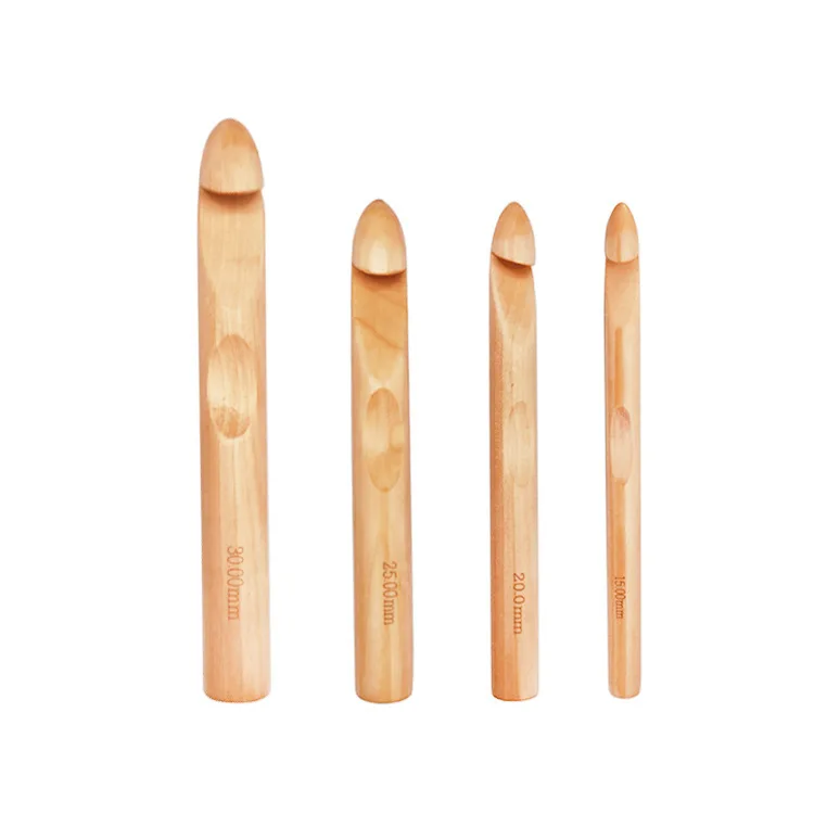 15/20/25/30mm Wood Crochet Hook Set DIY Knitting Needles Handle Home Knitting Weave Yarn Crafts Household Knitting Tools