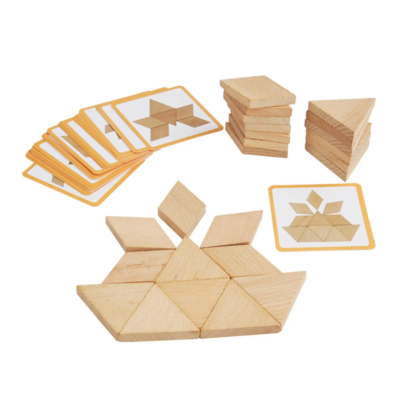 54 Pieces Wooden Pattern Blocks Set Developmental Games Preschool Learning Montessori Toys for Toddlers Baby Girls Boys Kids