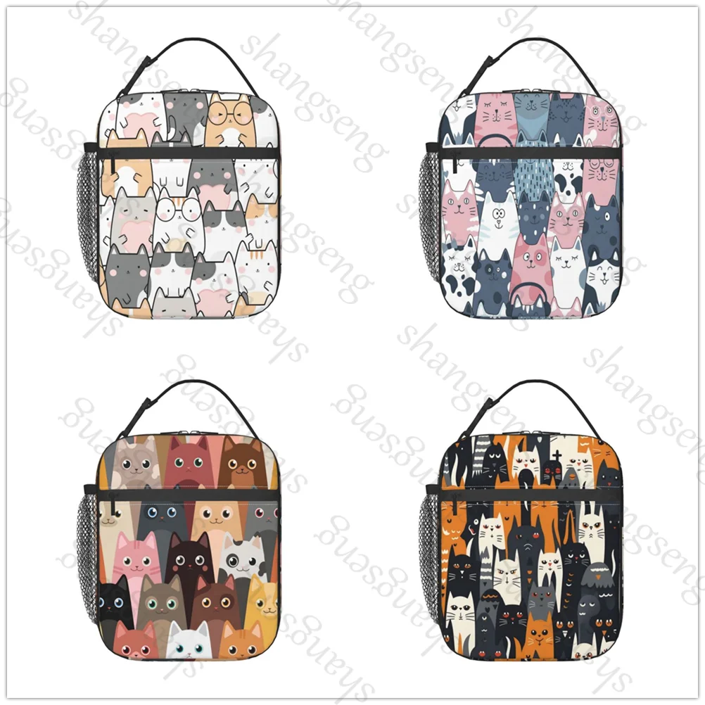 

Cartoon cat pattern Insulated Thermal Bag Lunch bag Foods Drink Storage Leakproof Picnic Camping Bags Outdoor Box beach