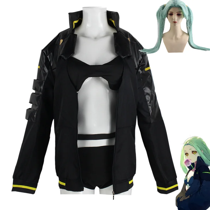 Anime Edgerunners Rebecca Cosplay disfraz chaqueta peluca tatuaje pegatinas sombreros traje disfraces de Halloween para mujeres trajes de Cosplay
