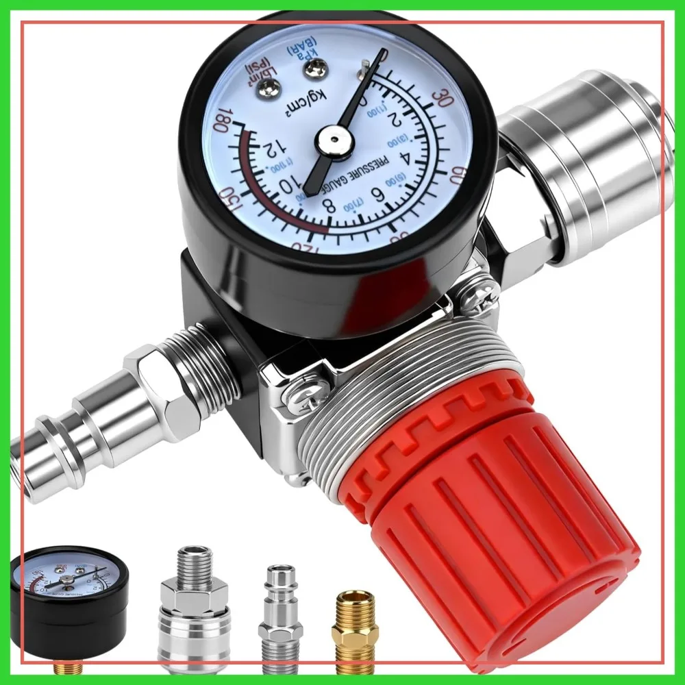 

1/4" Air Compressor Pressure Regulator 180psi 12bar Pneumatic Expansion Valve Control