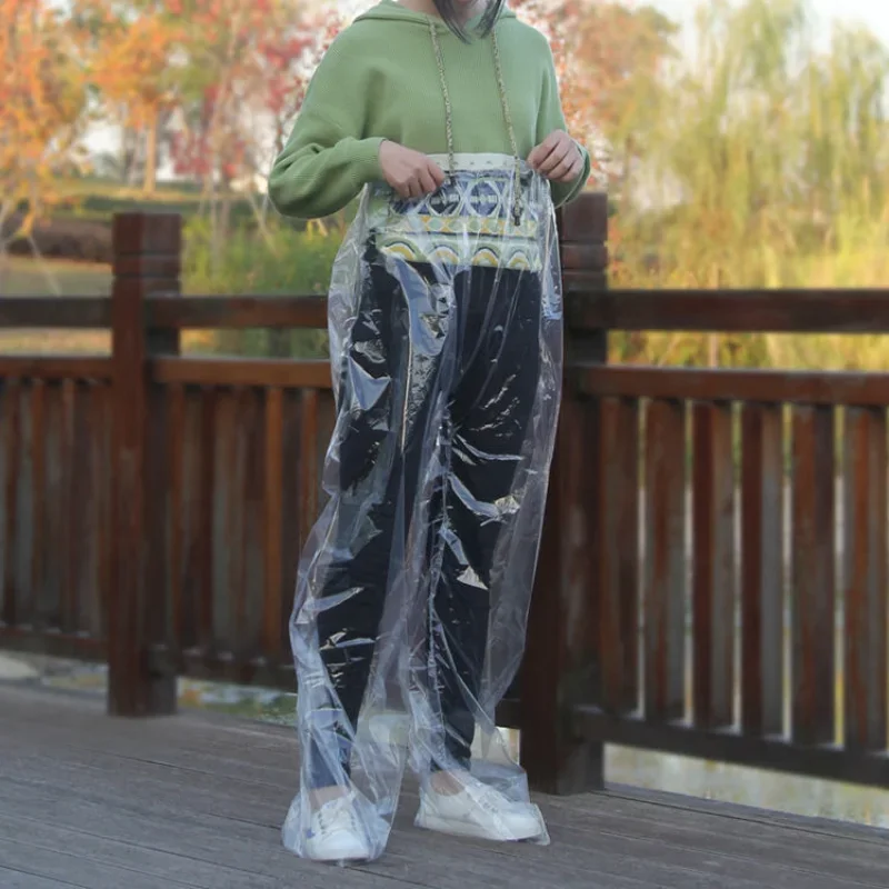 2PCS Foot-Wrapped Thickened Wear-Resistant Foot-Sealed Rain Pants Long Outdoor Portable Raincoat Drifting Waterproof Cycling