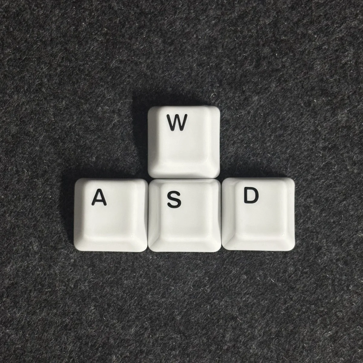 White Ceramic WASD Keycaps, 4pcs Cherry Profile Shine-Through Letter Printed Keycaps for Mechanical Keyboards