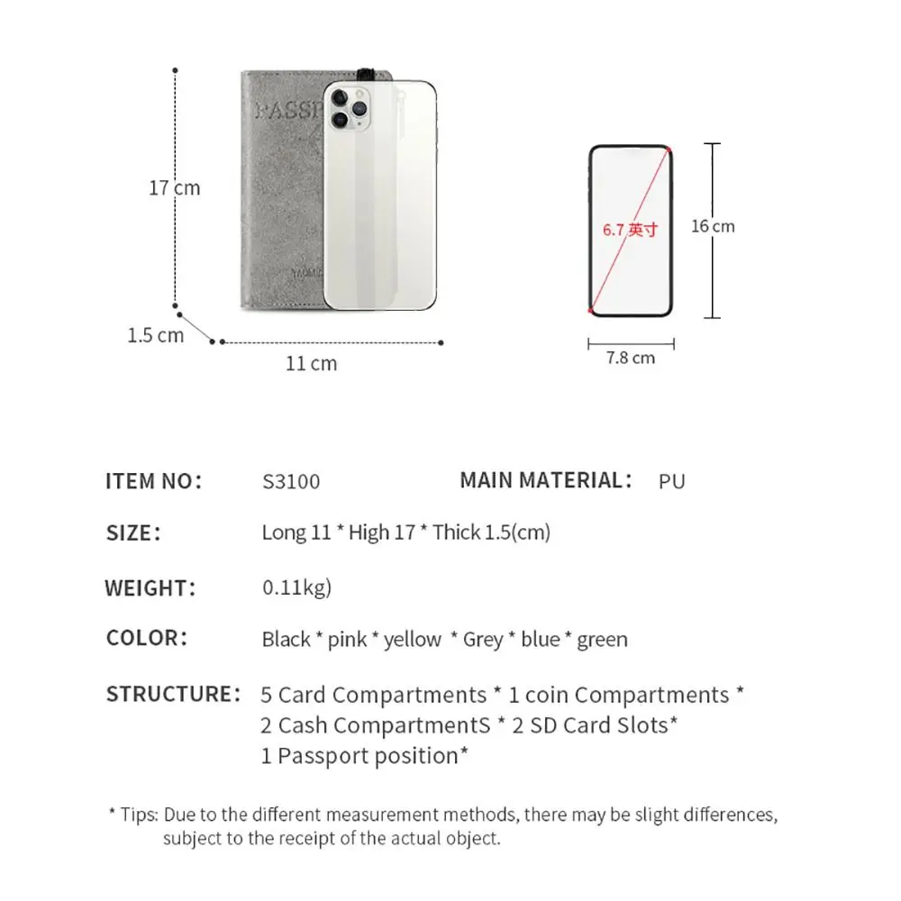 С молнией, держатель для паспорта, портативная ультратонкая женская сумка для карт, многофункциональная Обложка для паспорта, для путешествий