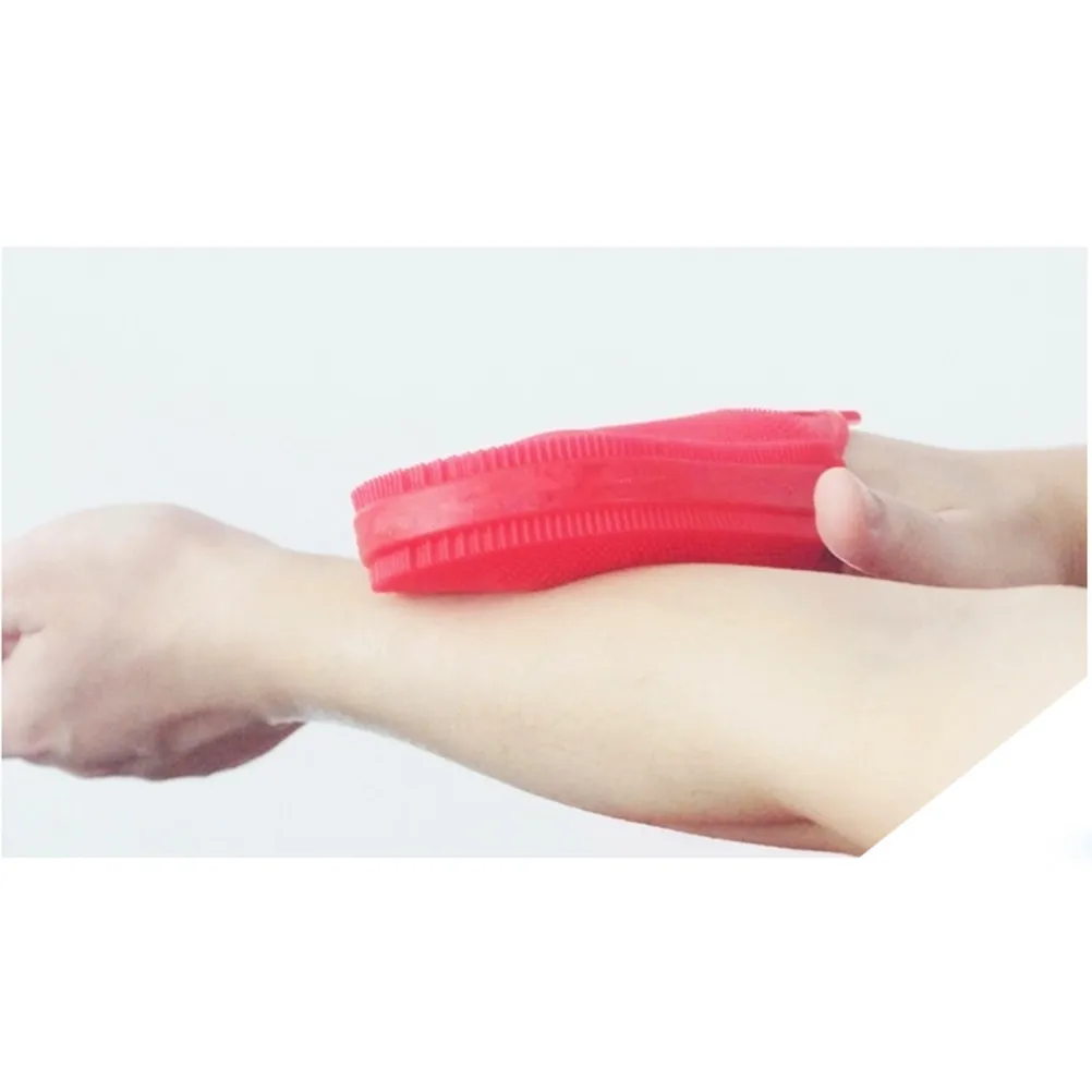 Silicone Bathing Brush Food Grade Anti-Bacterial Stretchy Shower Scrubber for Body Massage Facial Cleansing Dish Fruit Cleaning