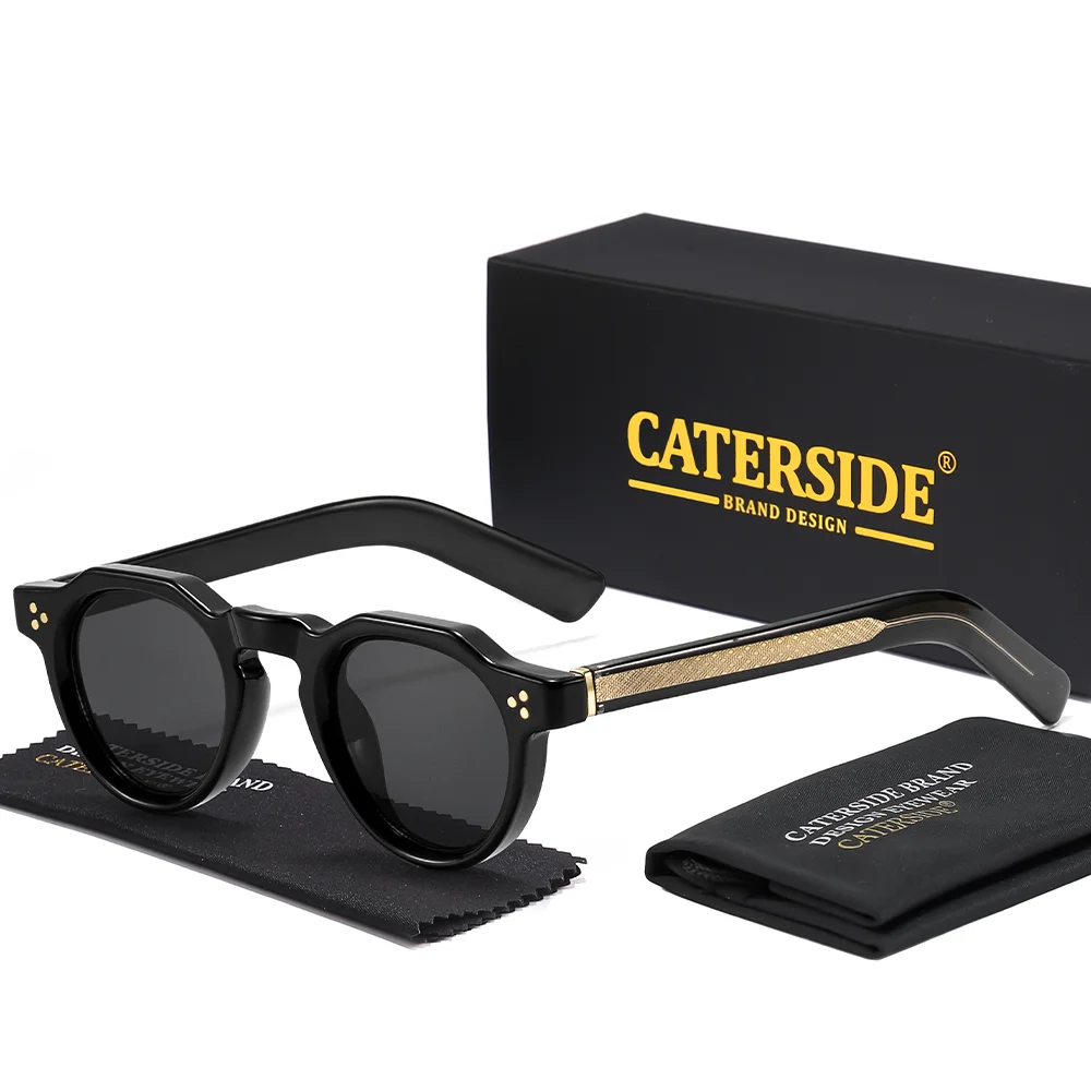 CATERSIDE Modische Runde Sonnenbrille für Damen und Herren, UV400-Schutz, kleiner Rahmen, Retro-Outdoor-Sonnenbrille zum Autofahren und Wandern – Detail 14