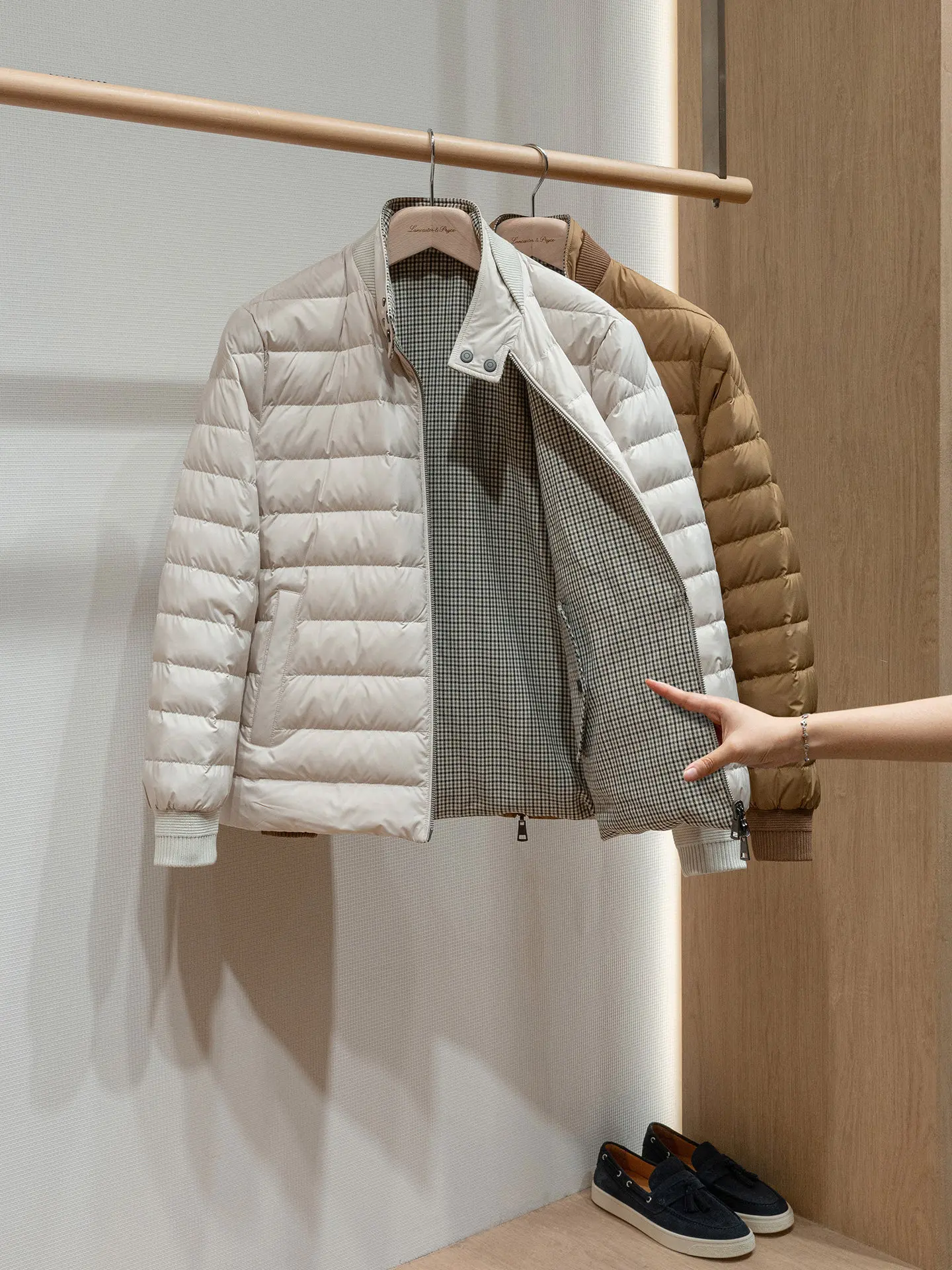 Liuqiao 95 white goose down quilted double-sided wear ribs down jacket