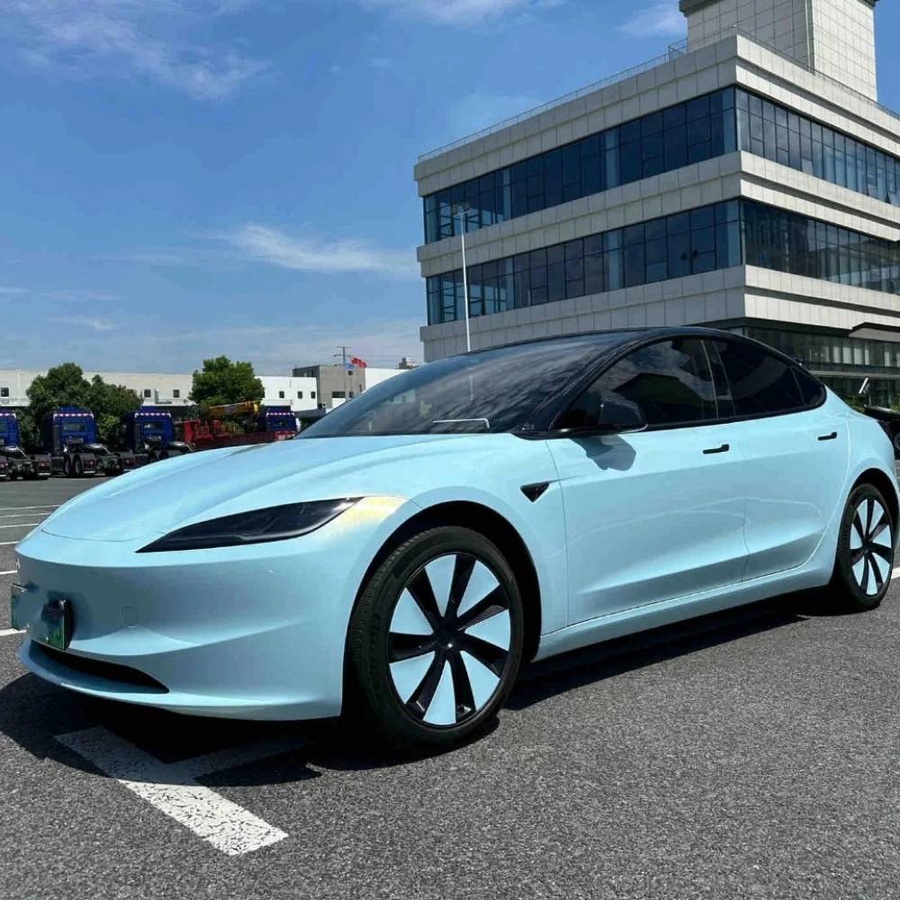

DIY Black Glacier Blue For Tesla Model 3 Highland 2024 2025 Pre-cut PPF Color Change Film PET Paint Protection Film Anti-Scratch