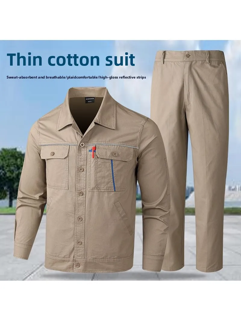 

Men's Pure Cotton Long Sleeve Work Uniform Set Breathable Wear Resistant And Water Engineering Mechanical Repair