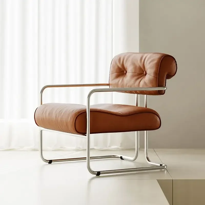 Antique Style Sofa Chair Living Room Designer Simple Single Chair Hotel Club Bauhaus Negotiation Stainless Steel Chair