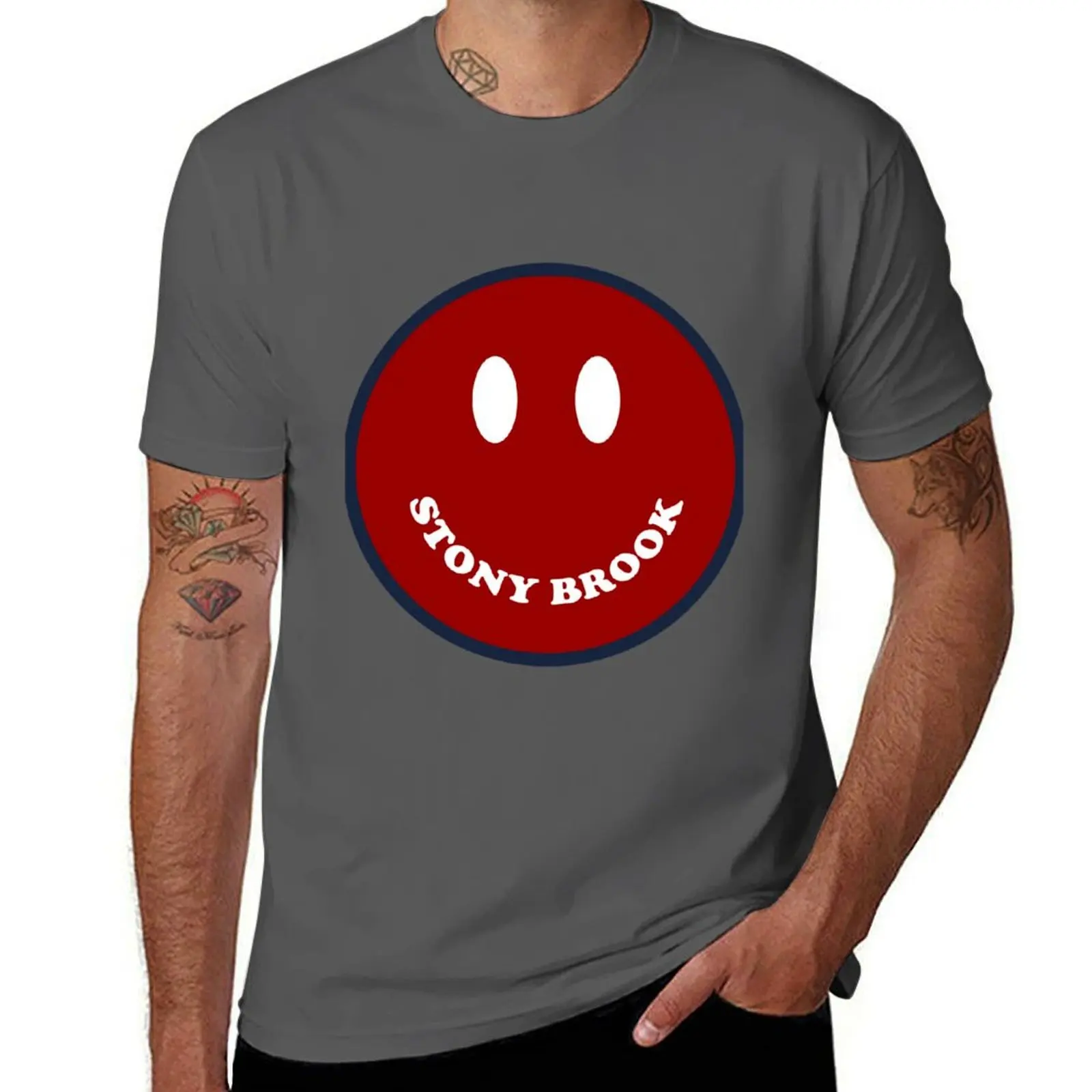 

Stony Brook University Smiley - Red and Blue T-Shirt tees luxury designer Funny t-shirts mens t shirts top quality