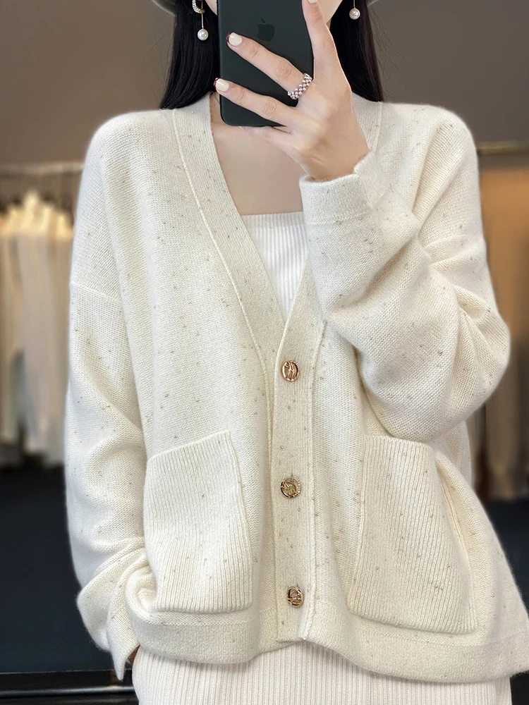 

2024 new autumn and winter women's clothing, wool cardigan, casual, Korean style, fashionable, cardigan knitted sweater