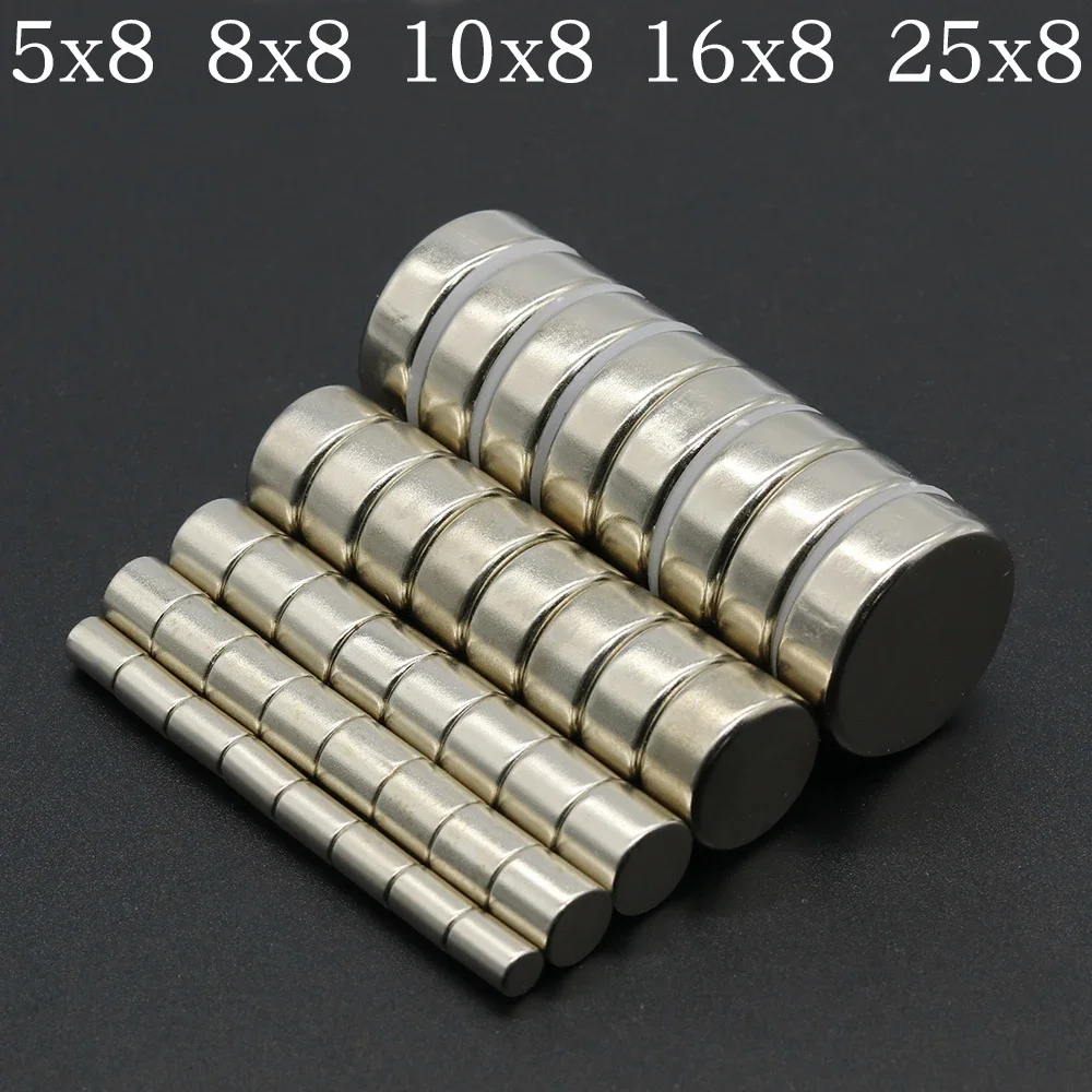 

N35 Super Strong Round Magnet NdfeB Powerful Permanent Magnetic imanes Neodymium Magnents Refrigerator Magnet 5x8/10x8/16x8/25x8