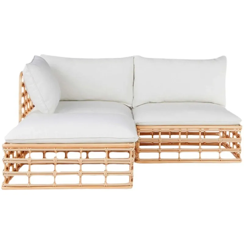 Outdoor rattan sofa balcony leisure small sofa coffee table combination courtyard garden open-air living room small apartment fu