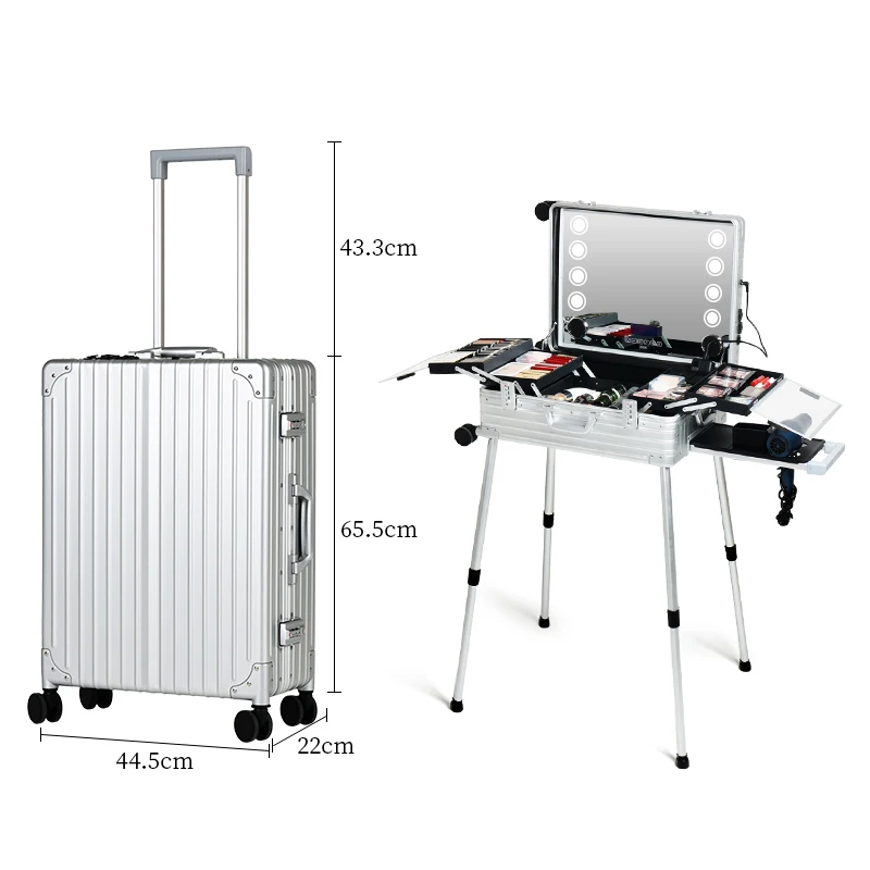 Obox Customized Makeup Case With Rolling Wheels Aluminum Material And Multifunctional Design For Professional Makeup Artist