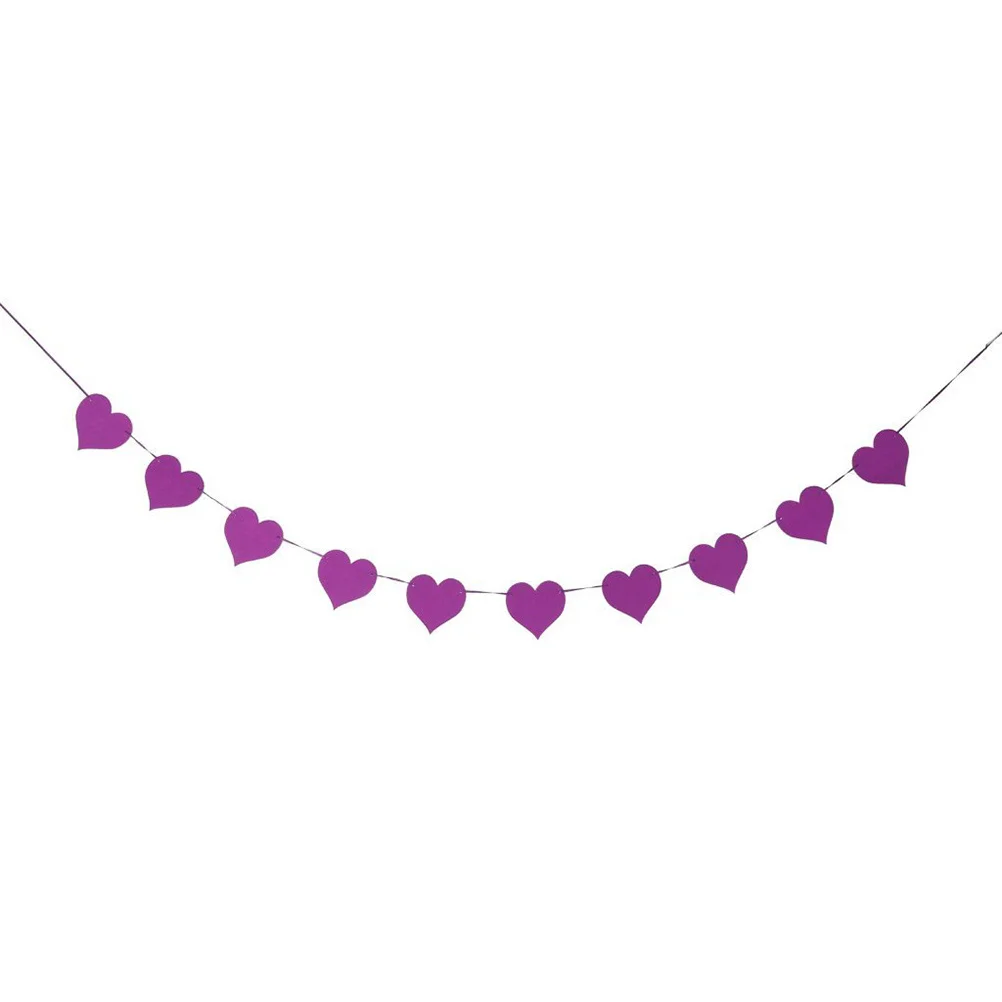 

Purple Felt Heart Bunting Banner Wedding Party Home Festival Decoration Suitable for Christmas Baby Nursery Garland