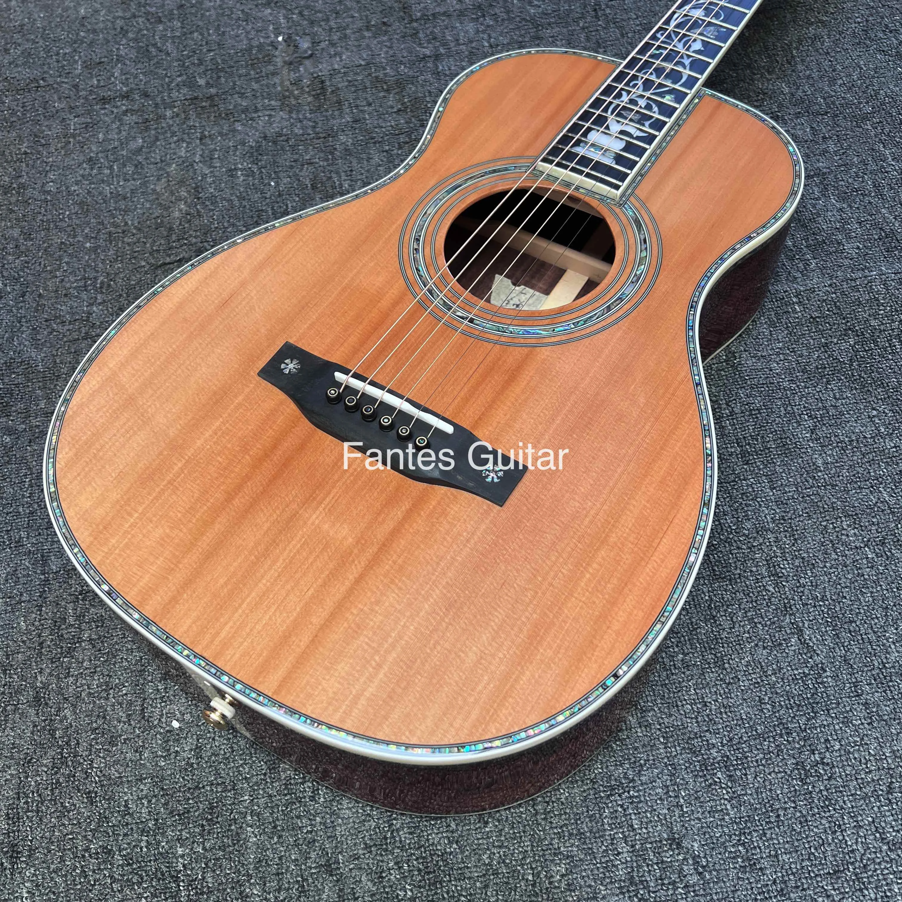 Custom 41 Inch D Body Dreadnought Cedar Top Deluxe Life Tree Inlay Acoustic Guitar with Solid KOA Back Sides