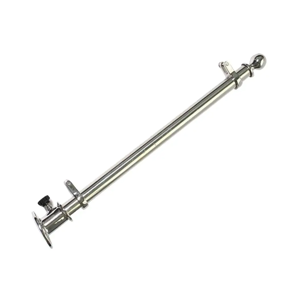 Marine Deck Flag Pole 30 Inch 316 Stainless Steel Staff with Base Socket for Boat Yacht Applications