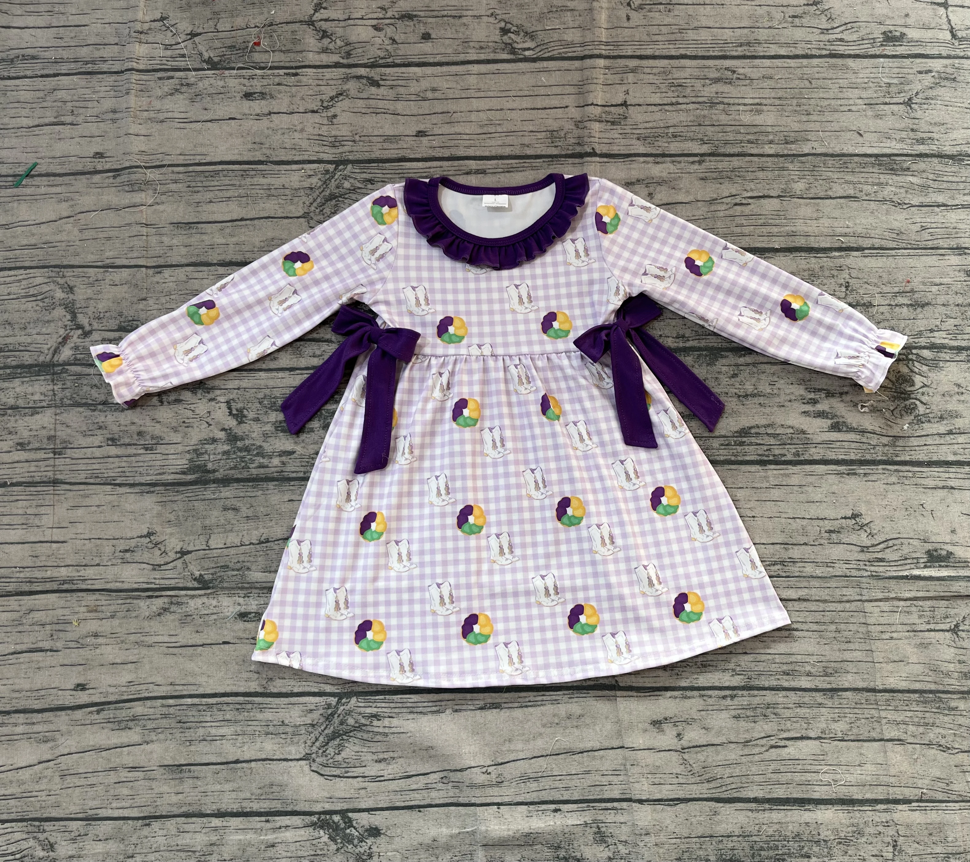 Z1115-08 GLD1379 Presale Kids Girls Clothes Long Sleeve Baby Fashion Dress