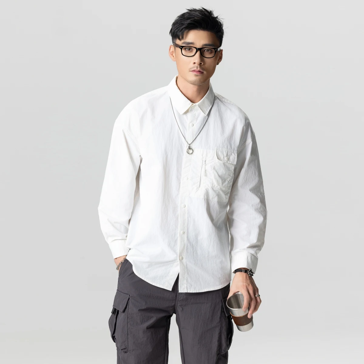 

Men Outdoor Quick Dry Loose Casual Long Sleeve Cargo Shirts Cityboy Streetwear Fashion Techwear Track Shirts Blouses