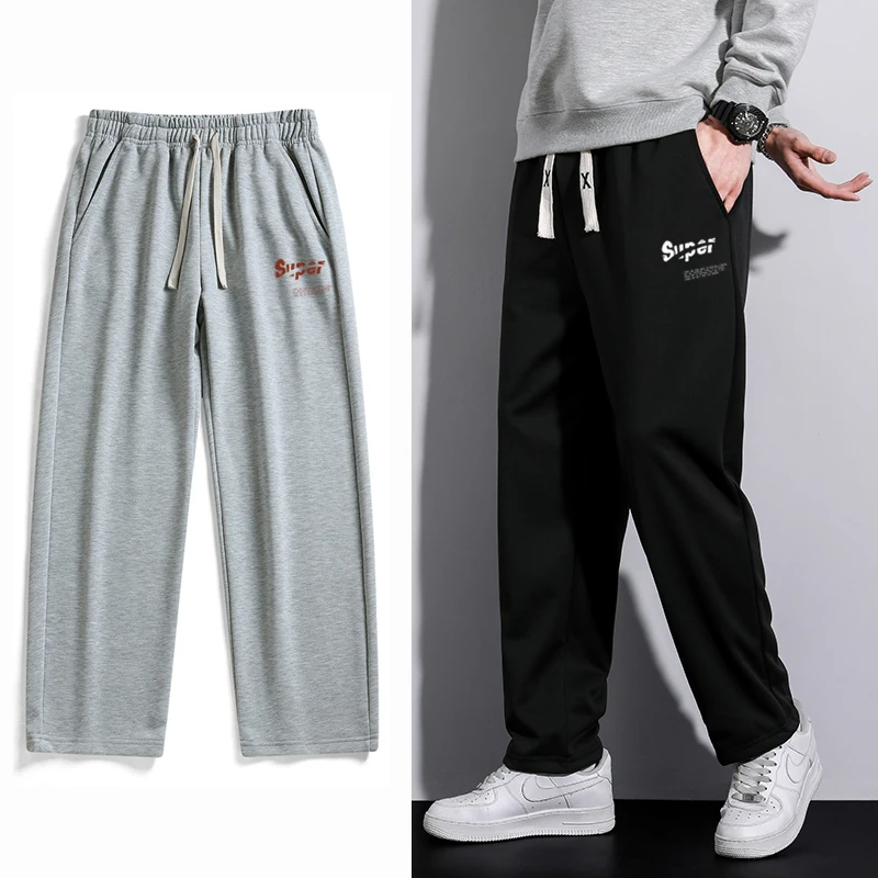 

Мужские повседневные спортивные брюки: новинка весна-осень, свободные прямые брюки с широкими штанинами, универсальные, стильные, драпирующиеся, для активного отдыха