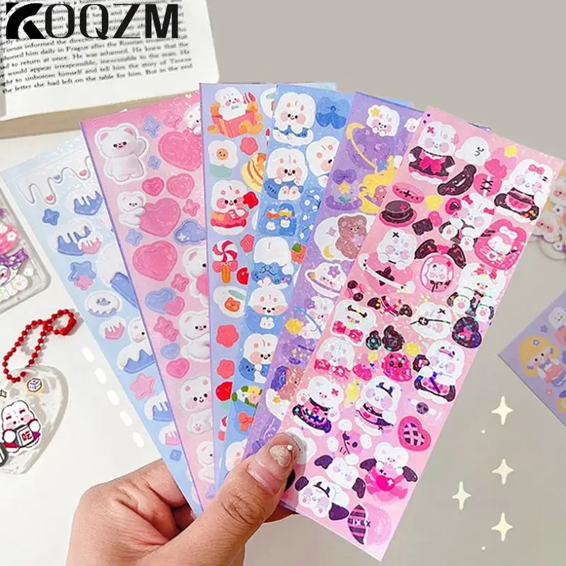 10pcs Shiny Cute Animals Cat Bear Decorative Sticker for Scrapbooking DIY Phone Case Materials Landscape