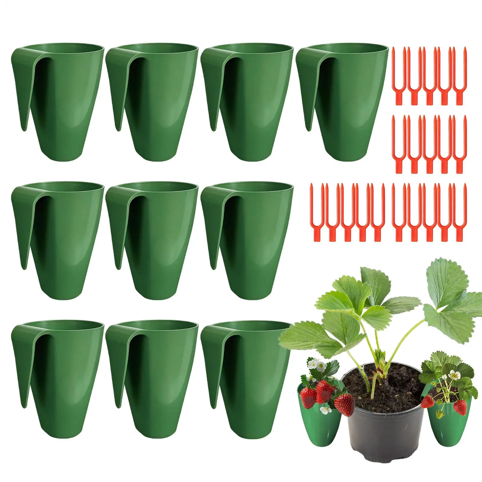 

10pcs Strawberry Seedling Cup Plant Nursery Pot Breathable Portable Fast Transplanting Cup Strawberry Propagation Cup green