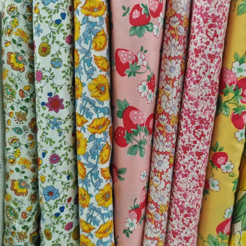 145x50cm Pastoral Floral Poplin Cotton Fabric DIY Children\'s Wear Cloth Make Blouse Dress Shirt Decoration Home on Sale