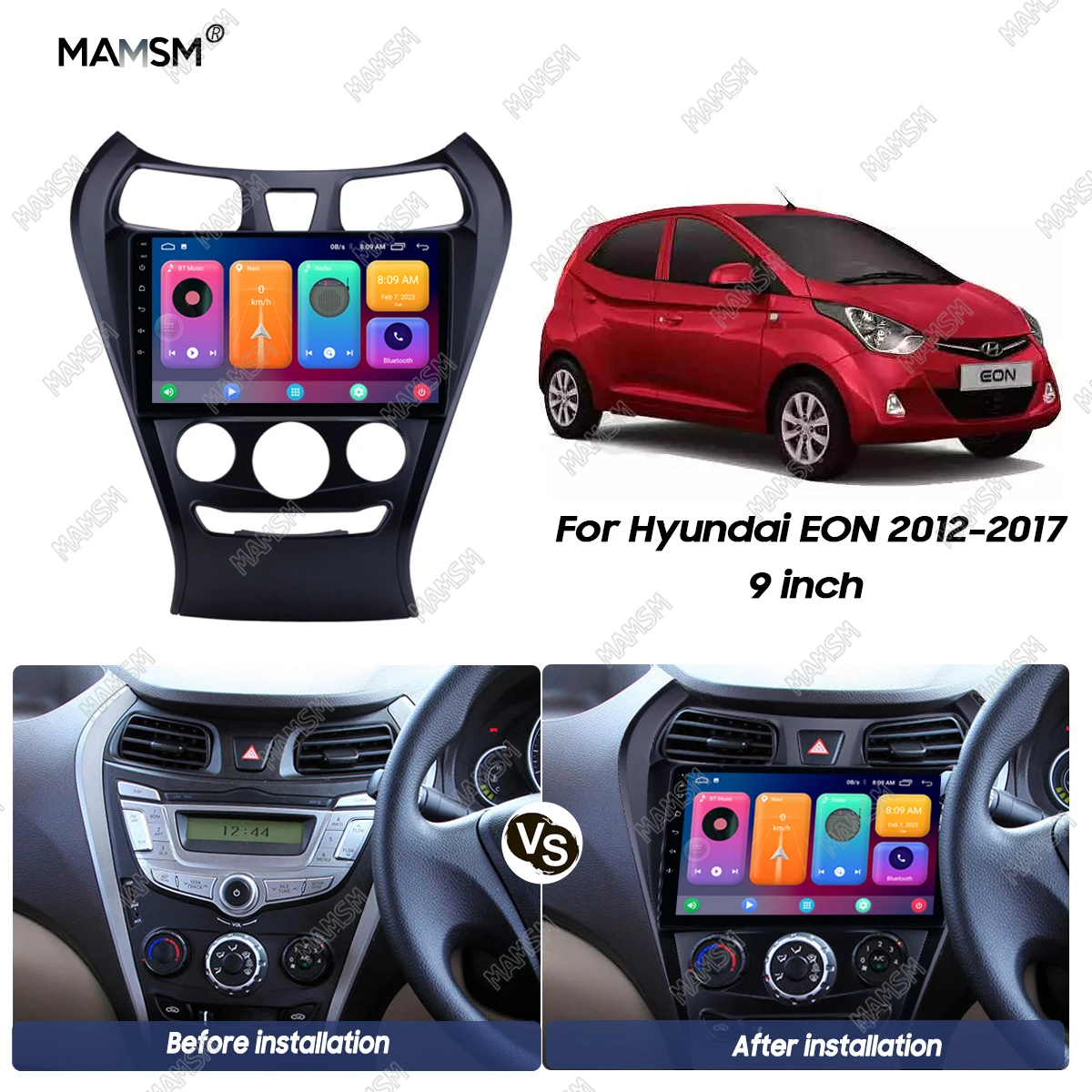 MAMSM Car Frame Fascia Adapter Android Big Screen Radio Fitting Panel Kit For Hyundai EON 2012 2013 2014 2015 2016 2017 9 inch