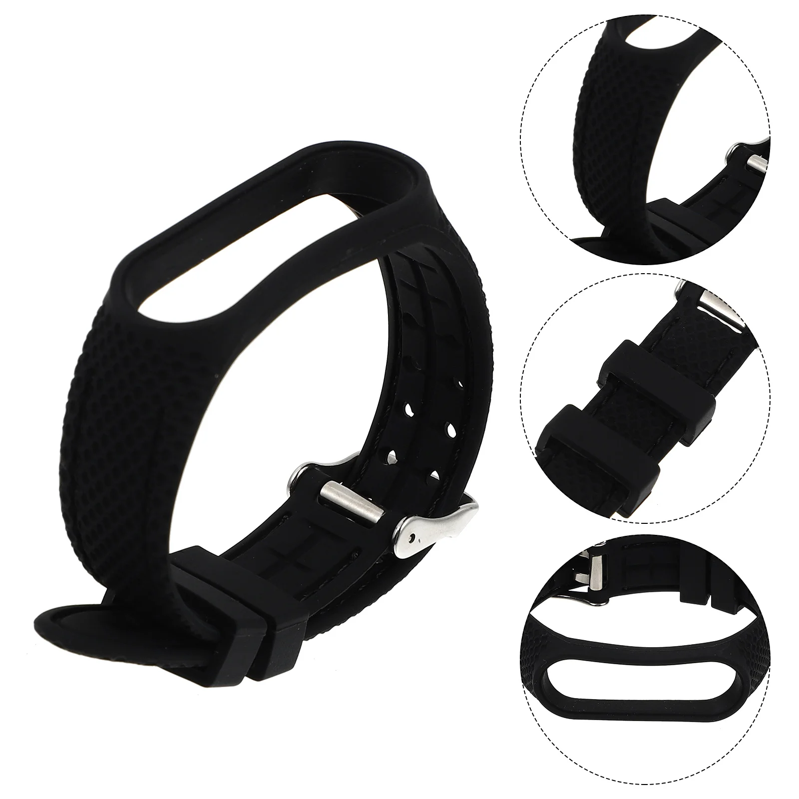 

Strap Replacement Double Row Metal Buckle Porous Design Honeycomb Pattern Fit For Mi Band 5 6 Smart Bracelet Accessory