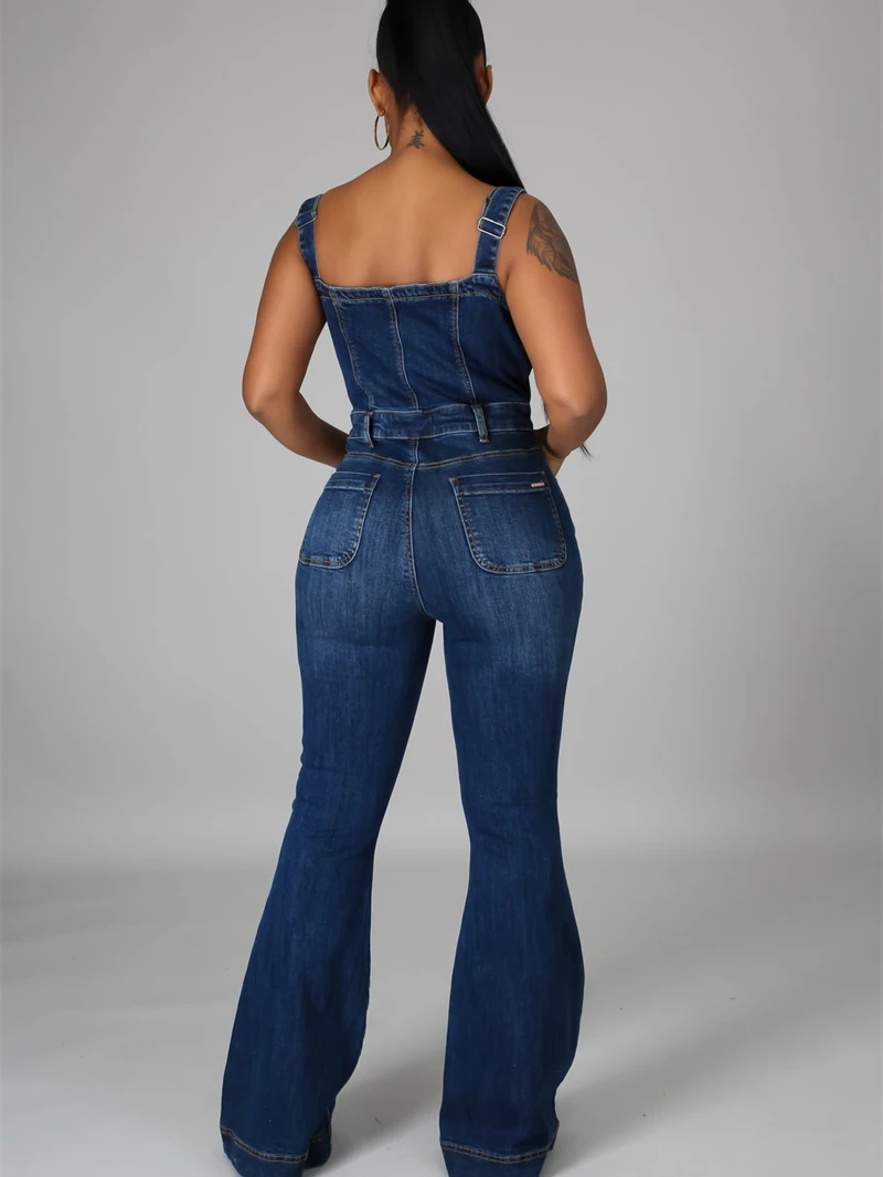 Streetwear Jean Spaghetti Band Jumpsuits Vrouwen Zomer Y2K Kleding Button Up Denim Rompertjes Speelpakjes Een Stukken Overalls Outfits